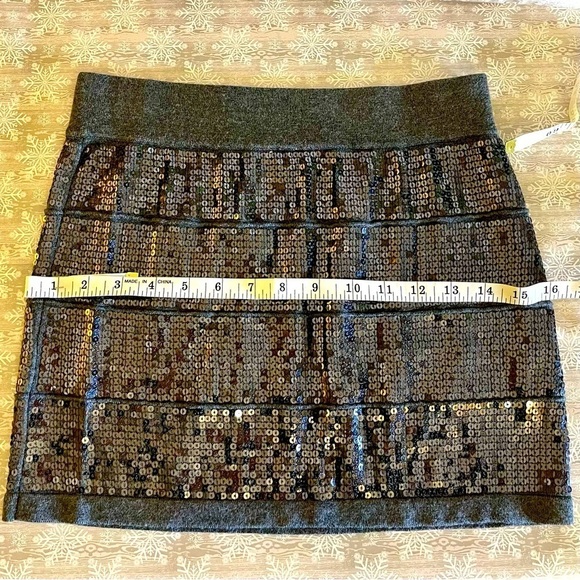 XXI Charcoal Gray Sequined Miniskirt Slim Fit Stretch Jersey Party Glitzy - Picture 4 of 8